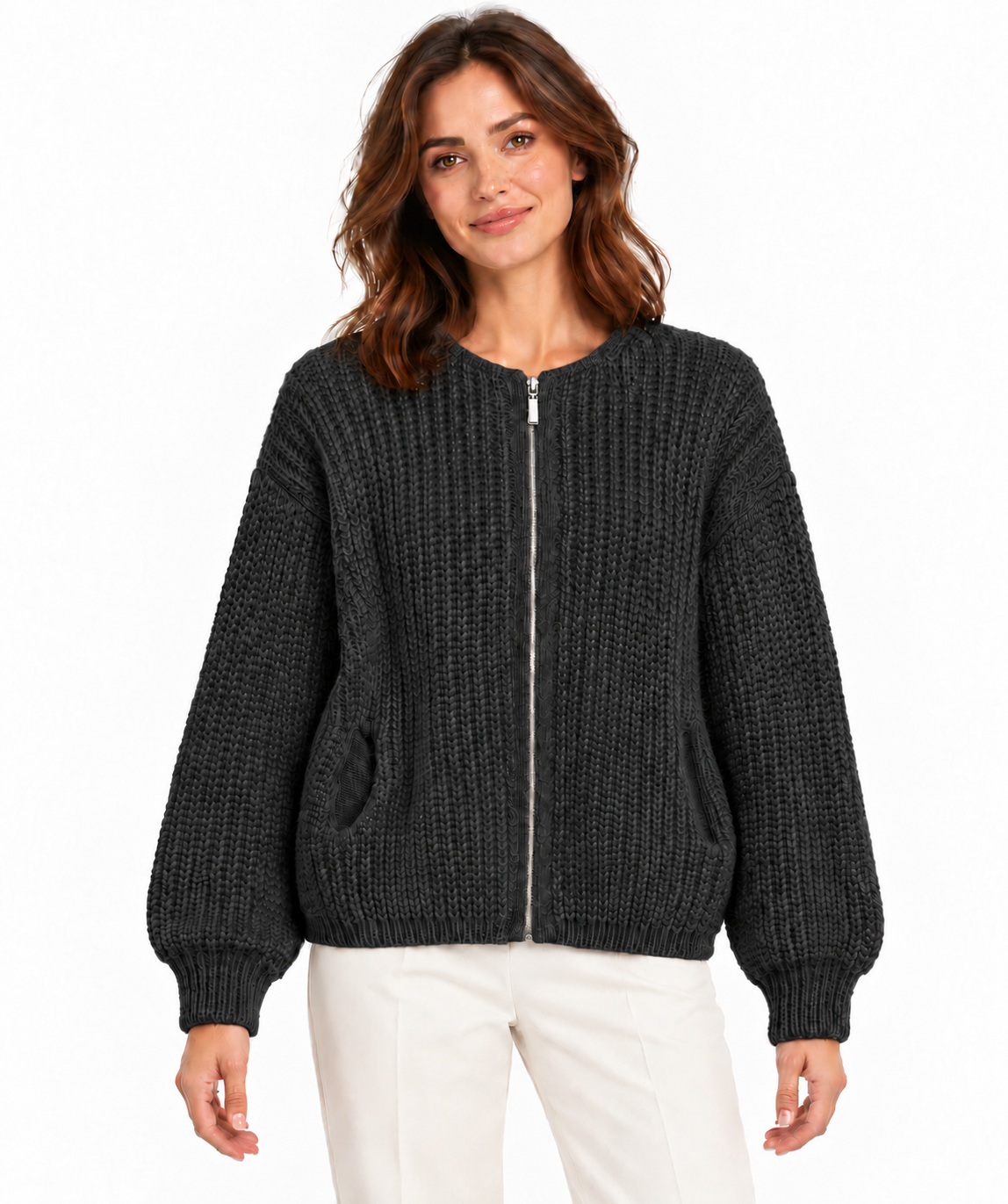 Strickjacke „Grobstrick“ mit Taschen